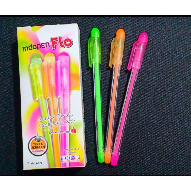 Pulpen Indopen Flo by  Hotliner 1 lusin ( 12 Pieces ) Tinta Jerman