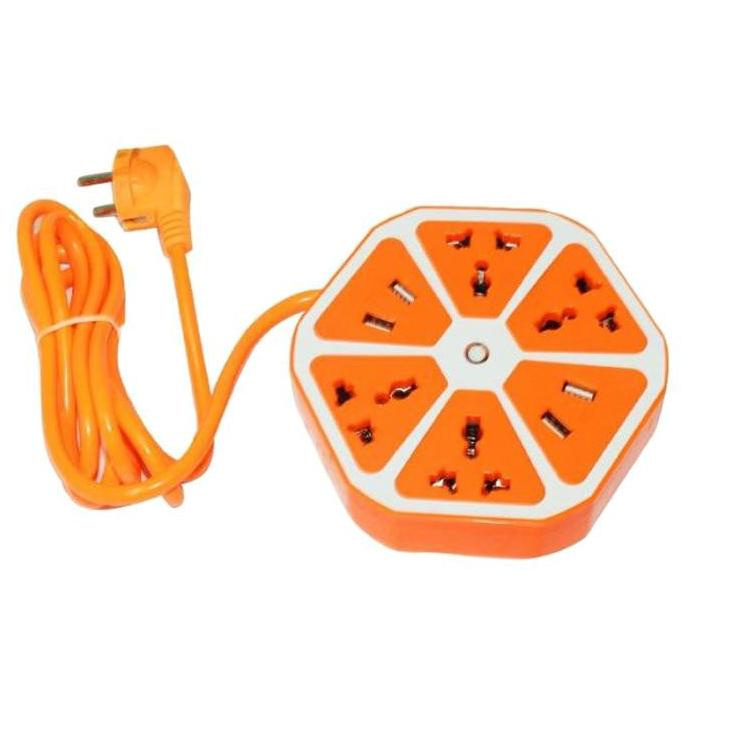Terkini © Stop Kontak Hexagon 4 Listrik + 4 USB Kabel Roll  (Buruan Beli) QA