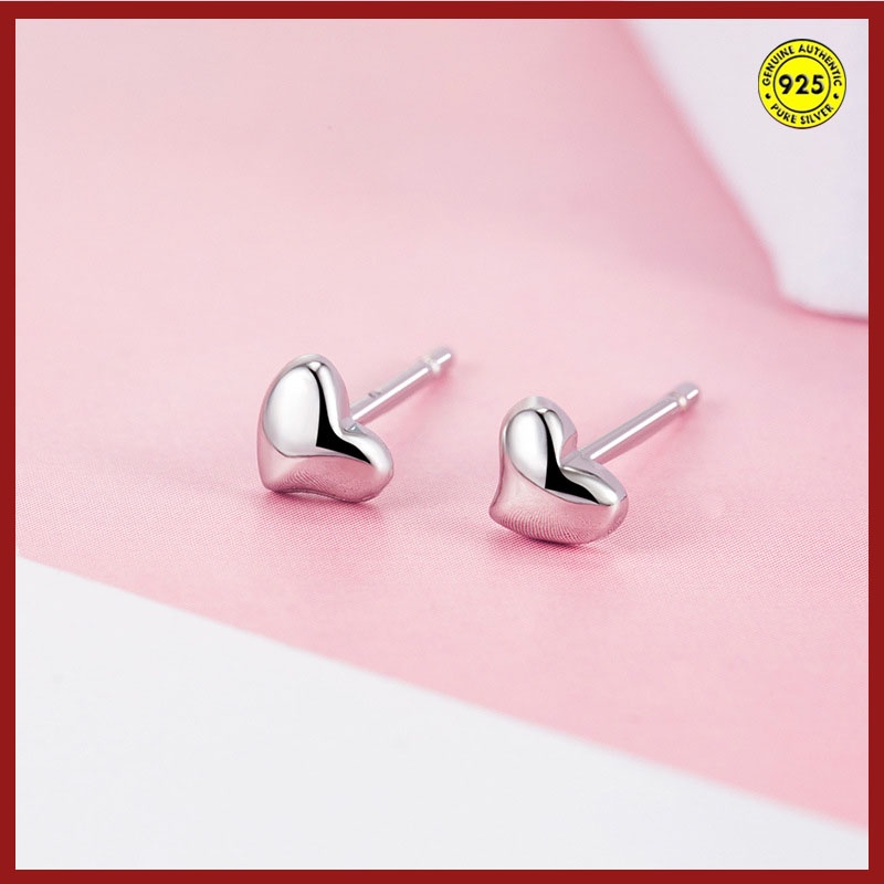 Anting Stud Mini Bahan Sterling Silver Bentuk Hati Untuk Wanita