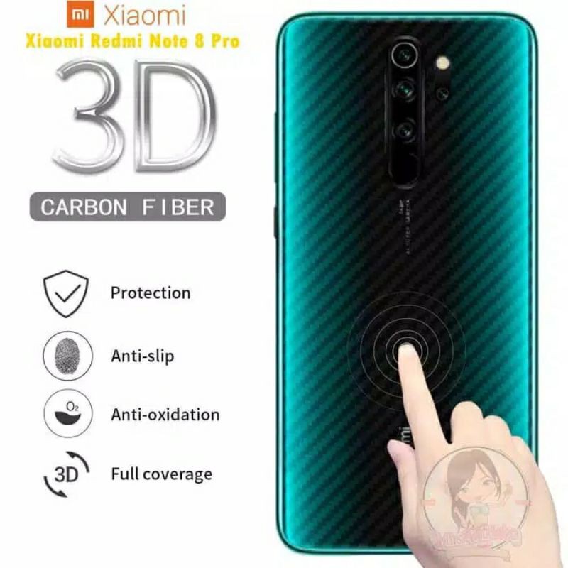 Anti Gores Skin Karbon Belakang Xiaomi Redmi Note 7 8 8Pro 9 9 Pro 10 10Pro Screen Guard Protector