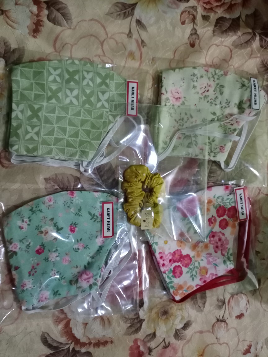 Masker Kain Limited Edition_masker Motif Unik Floral_masker Ibu Dan Anak_masker Hijab Dan Non Hijab