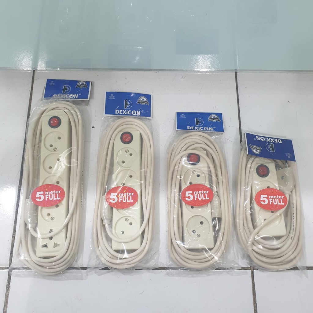 Stop Kontak Kabel GEPENG Dexicon 2/3/4/5 Lubang 5 Meter Dexicon