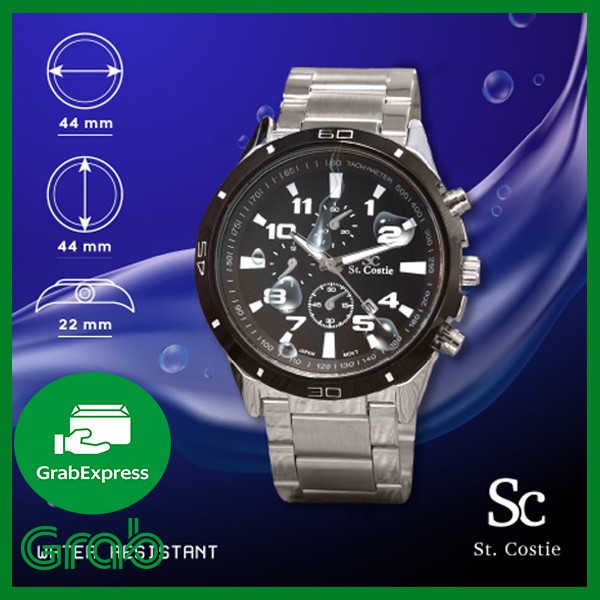 Premium (RRW) Saint Costie - Jam Tangan Pria - Body Silver/Black Dial - SC-2519G-SB-Stainless Steel