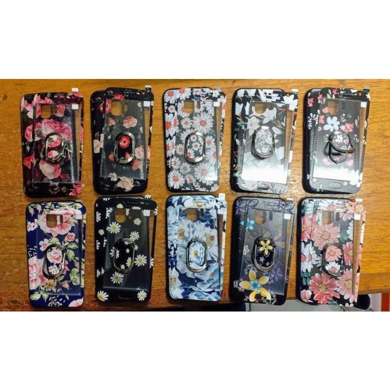 Samsung J2pro Oppo A71 A83 F7 Vivo V7 V9 Redmi 5 Redmi 5+ Redmi 5A Case Flower+ Ring Oval + Tempered #casemurah