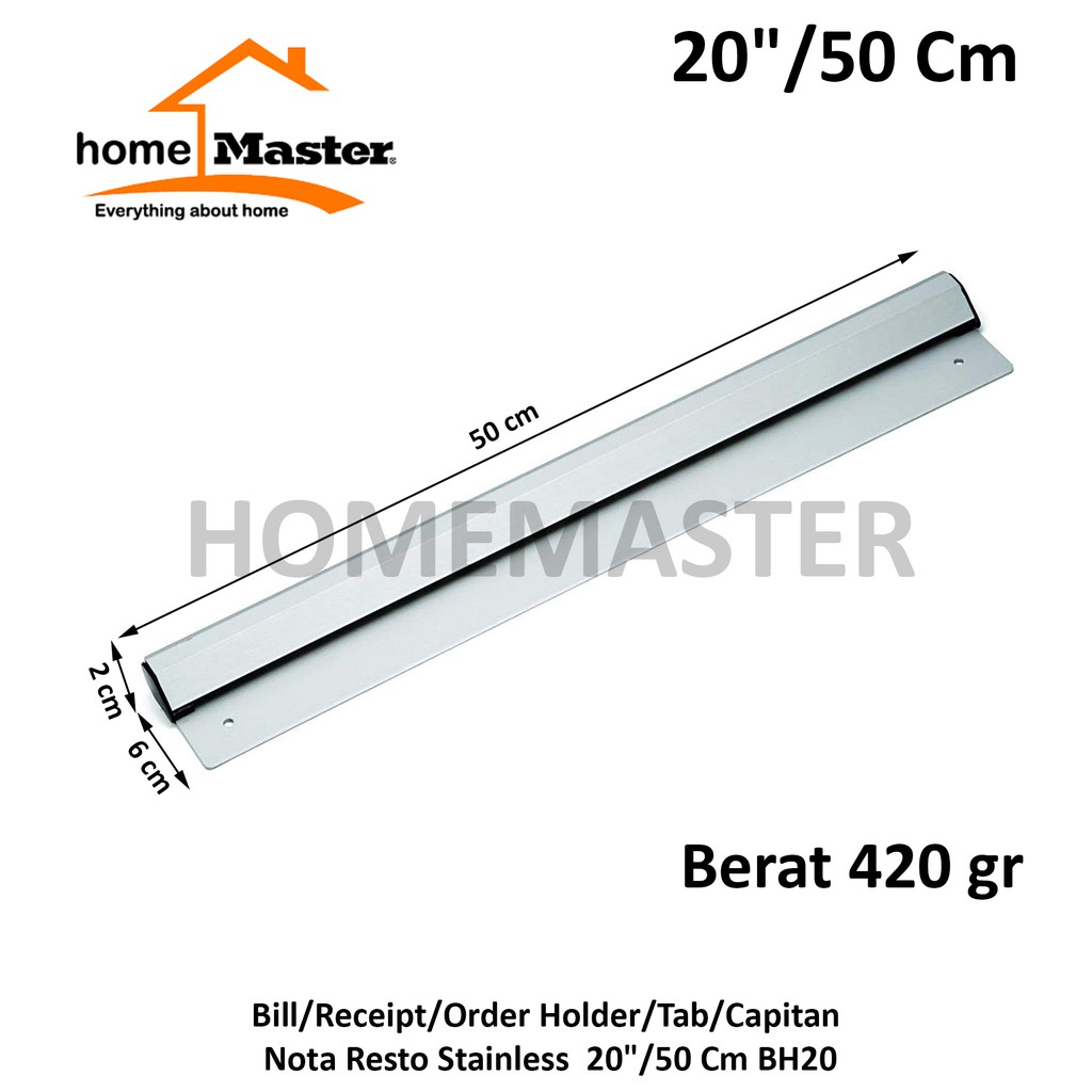 

HomeMaster Bill/Receipt/Order Holder/Tab/Capitan Nota Resto Stainless 20"/50 Cm BH20