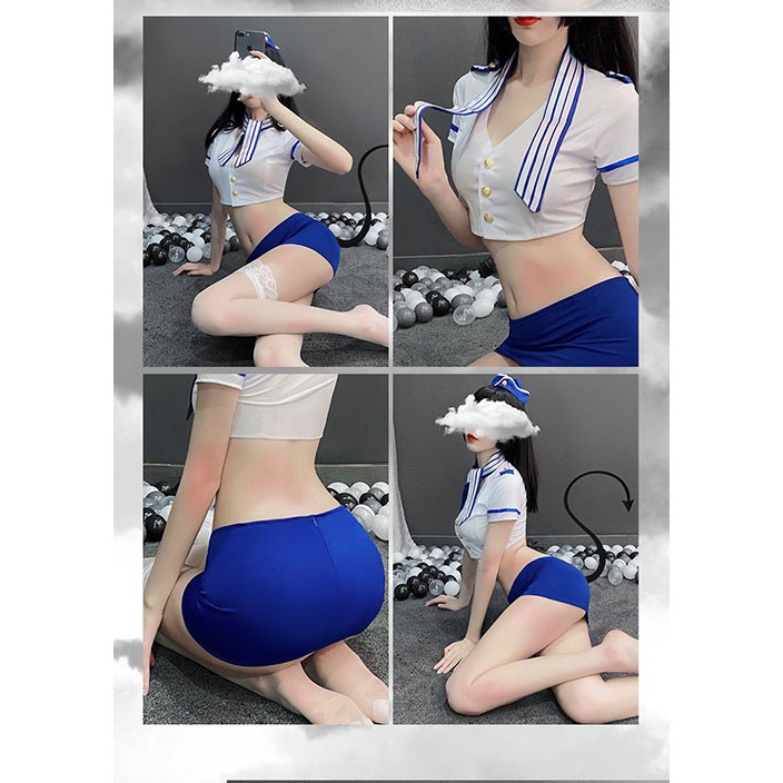 Lingerie Wanita Pramugari Peran bermain Seragam Rok Mini Seksi Lingerie Set A130