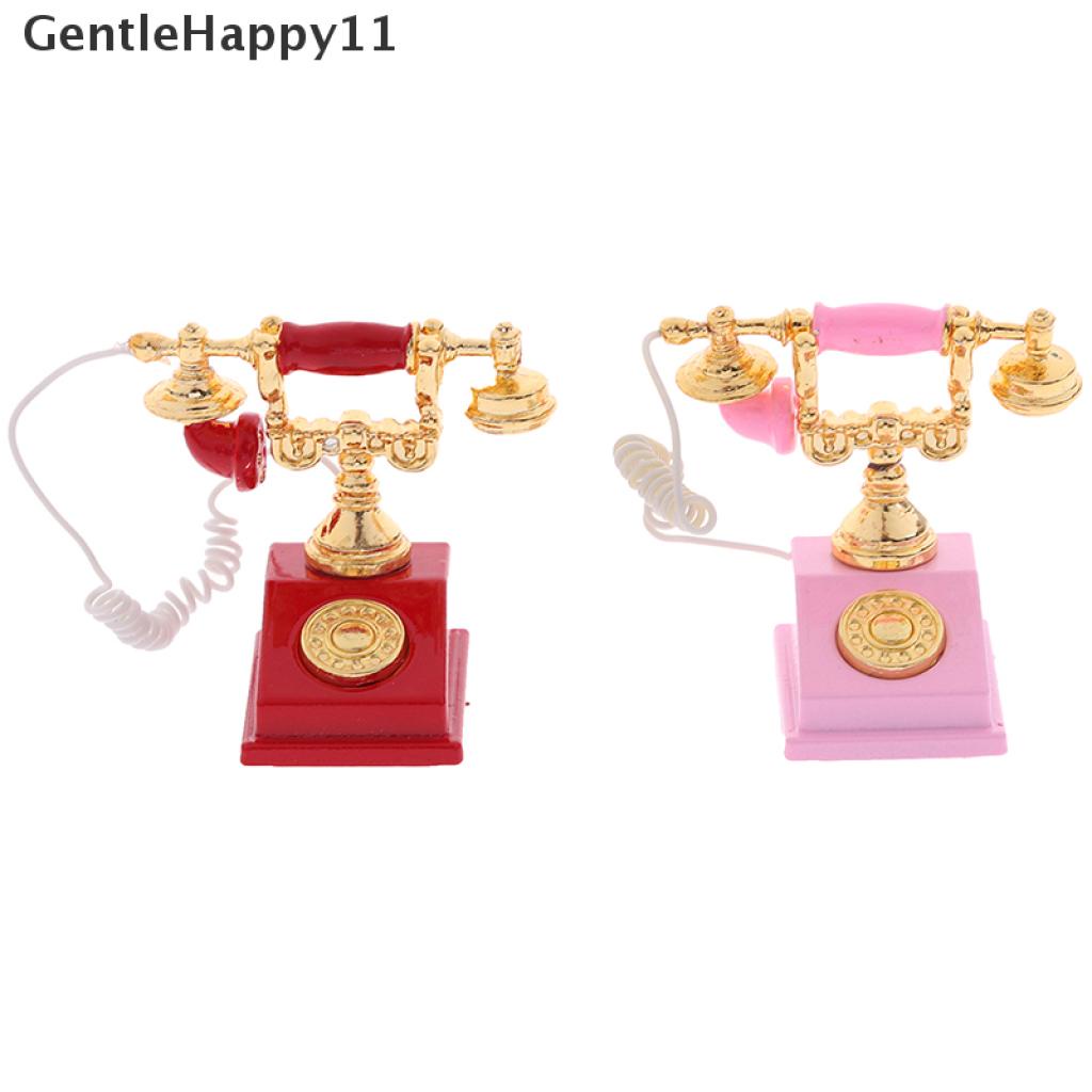 Gentlehappy 1Pc 1: 12rumah Boneka Miniatur Telepon Model Retro Rotary Telepon Untuk Dekorasi Boneka