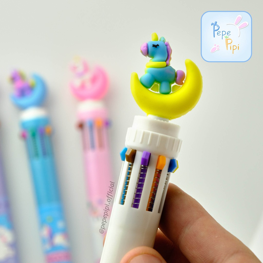 Pena Unicorn 10 Warna Pen Bolpen Pulpen Gelpen Karakter Murah Lucu