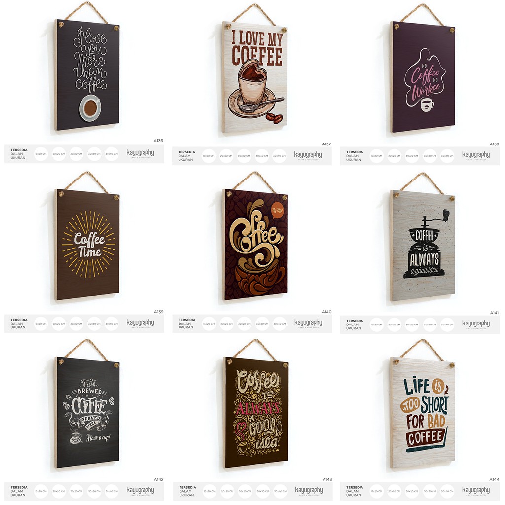 Poster Kopi Kayu Quote Hiasan Dinding Unik Wooden Vintage 