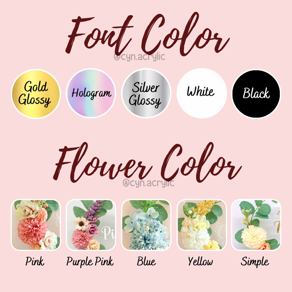 Flower Acrylic Board Name akrilik bunga nama pajangan bagus kado hadiah mewah