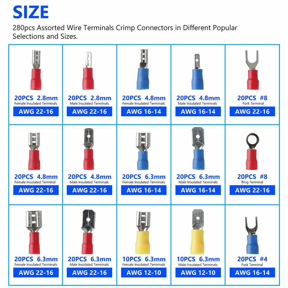 Suyo 280/520pcs Konektor Crimp Tembaga Insulated Wire Cable Aksesoris Listrik Wire Adapter Binding Post