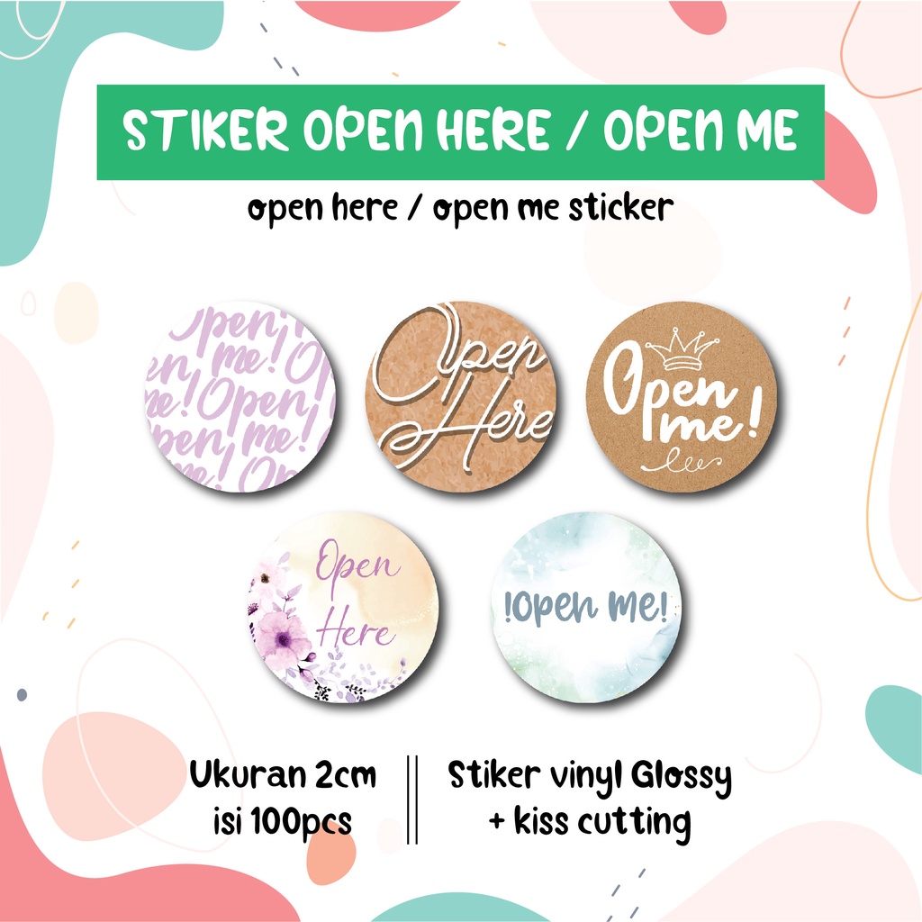 

STIKER OPEN ME OPEN HERE STICKER UKURAN 2 CM ISI 100PCS
