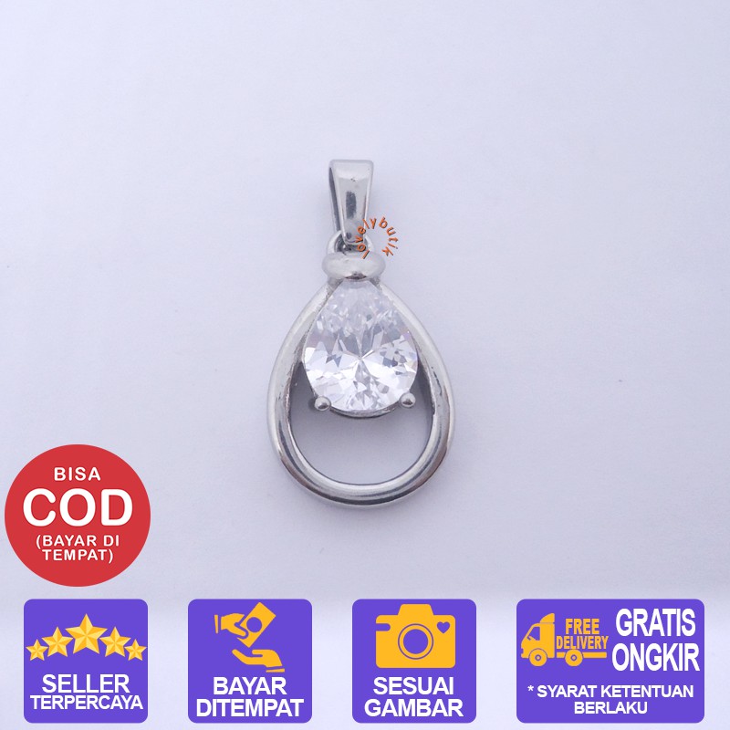 Lovelybutik Liontin Titanium Anti Karat Isabella Liontin Model Permata Warna [Silver]&amp; [Emas]