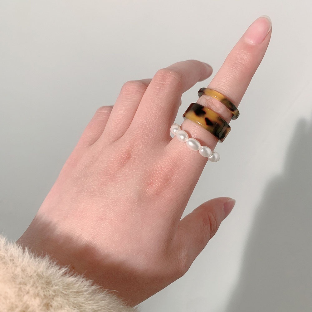 MXBEAUTY Friend Gifts Joint Ring Set 2021 New Fashion Accessories Rings Pearl Party Jewelry Women Girls Korean Round Vintage Tail Ring