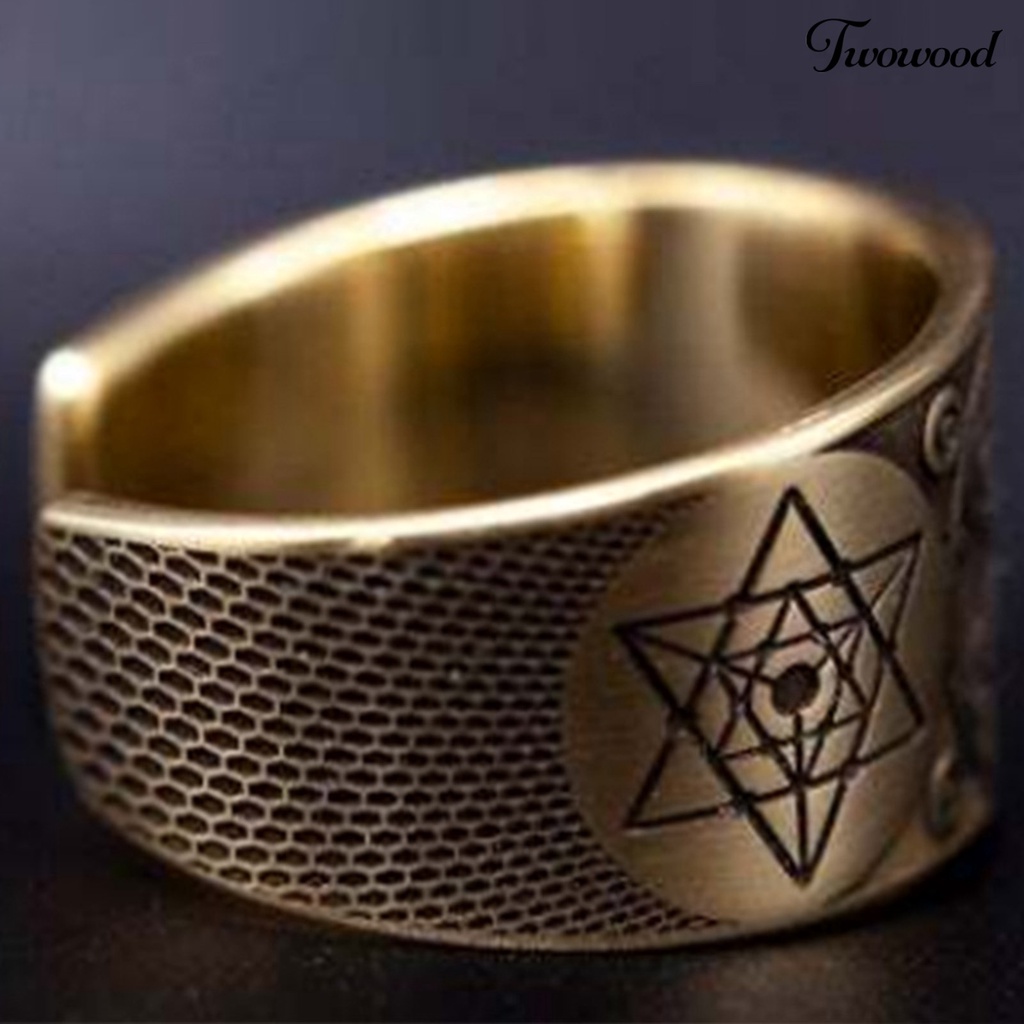 Twowood Hexagram Pattern Vintage Unisex Ring Alloy Adjustable Opening Punk Finger Ring Jewelry Accessory