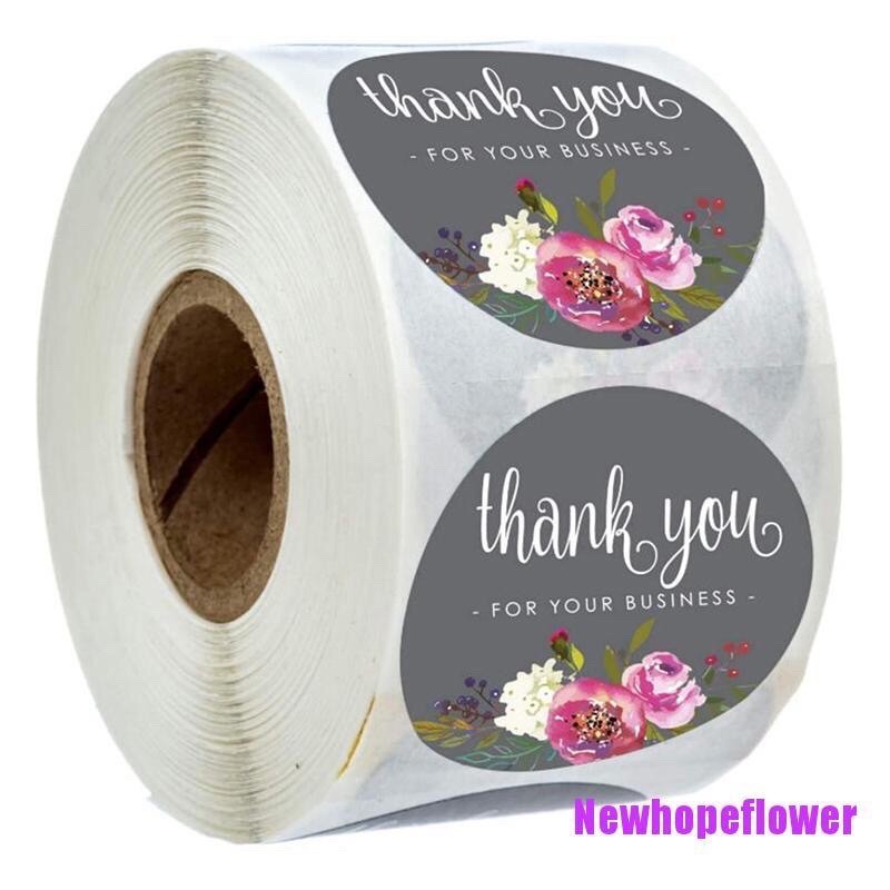 

500pcs/Roll Sticker Label Bulat Desain Tulisan Thank You for online shop