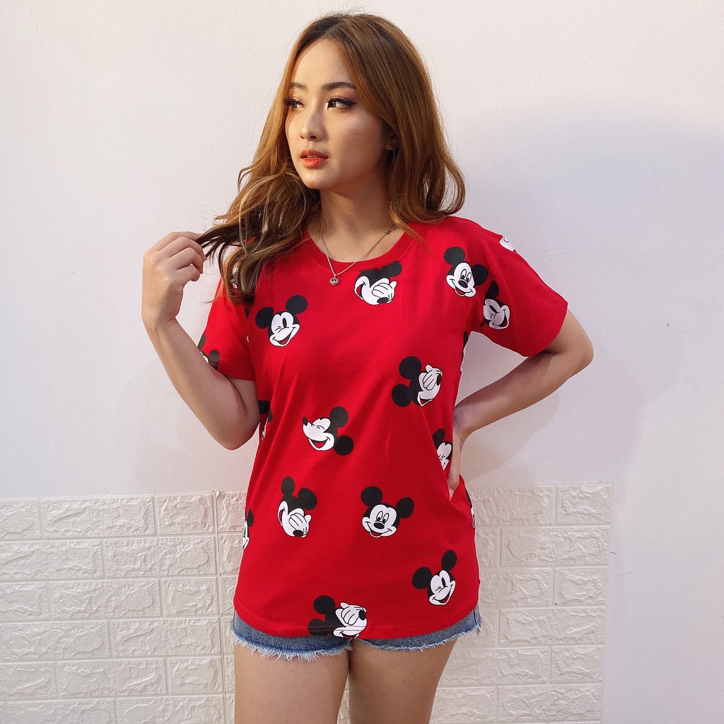 KaosKissMe 021 KissMe KAOS WANITA LENGAN PENDEK KINGCUP MICKEY EMOTICON FULL PRINT DEWASA