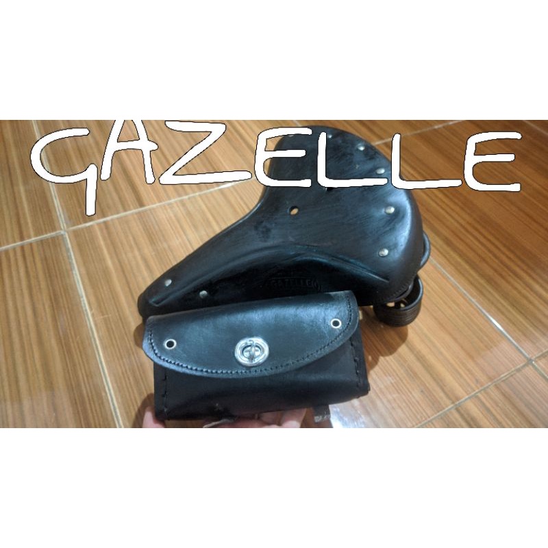 promooo sadel sepeda onthel kulit full + dompet kulit hitam