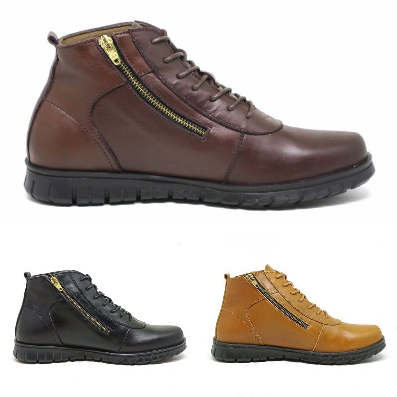 Aloof Brozip - Sepatu Boots Pria Resleting Original Kulit Asli