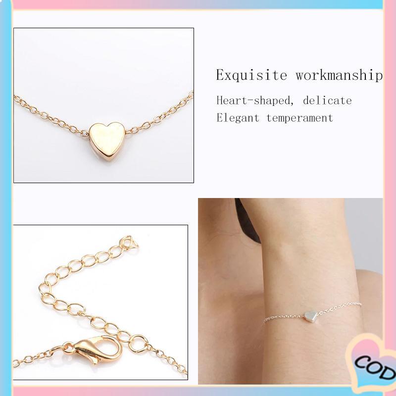 COD❤️ Gelang Bentuk Hati Bergaya Paduan Perhiasan Wanita Gelang Temperamen Elegan-A.one