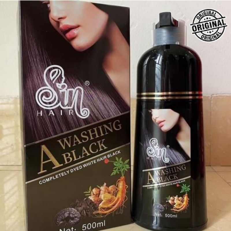 Shampo Sin Hair Sampoo No 1 di Jepang 500 ml Original Pewarna Rambut Herbal Sinhair Shampoo Penghita