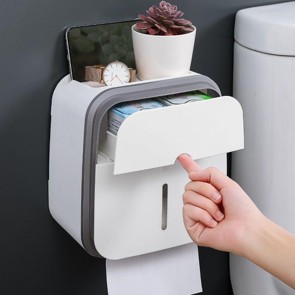 Solighter Toilet Paper Holder Peralatan Penyimpanan Dipasang Dinding Rumah Tangga Kreatif