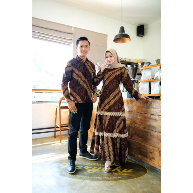 Baju batik Batik  Pria Gamis Batik Couple Keluarga • Sarimbit Batik • TERLENGKAP • TERBARU • 8254