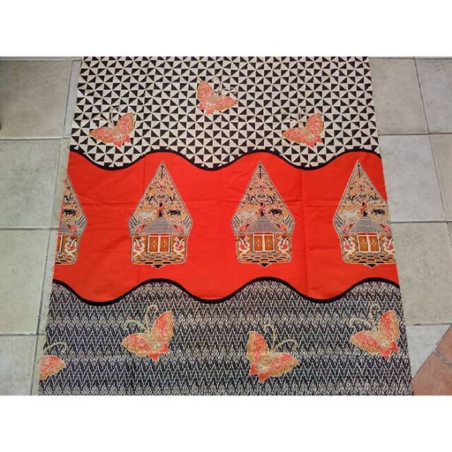 kain batik solo slobok gunungan orange ( Katun Primissima )