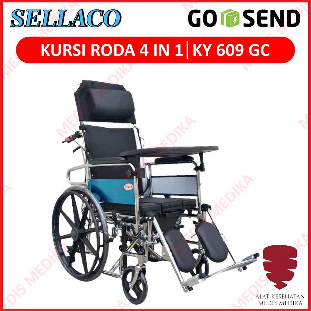 GOJEK ONLY Kursi Roda Sella 4in1 KY609GC Toilet Tidur Duduk Sella 4in1