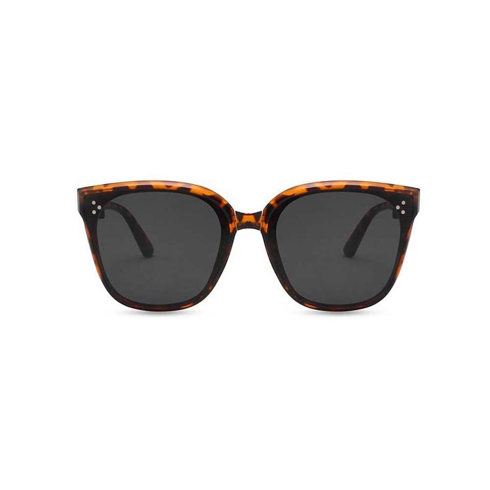 Agustinina Kacamata Lipat Motif Leopard Kepribadian Bingkai Besar Anti-UV Kacamata Matahari Hitam Wanita Sunglasses