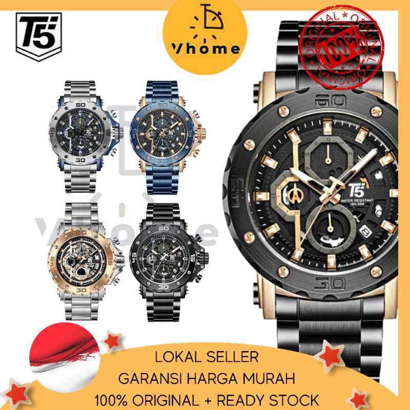 VHOME - JAM PRIA T5 ORIGINAL 100% 3723 H3723 H3723G CHRONOGRAPH WATERPROOF 3ATM BERGARANSI FREE BOX+