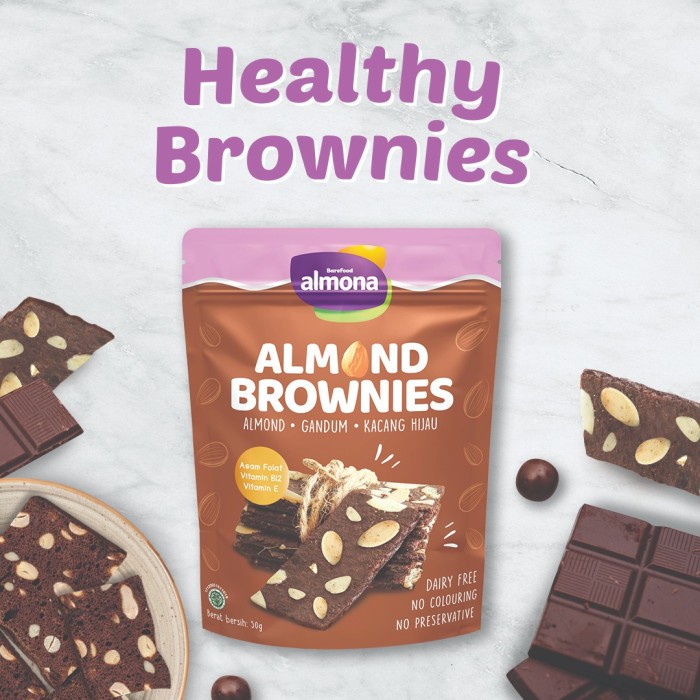 ALMONA Almond Brownies Chips Dairy Free Snack sehat cemilan