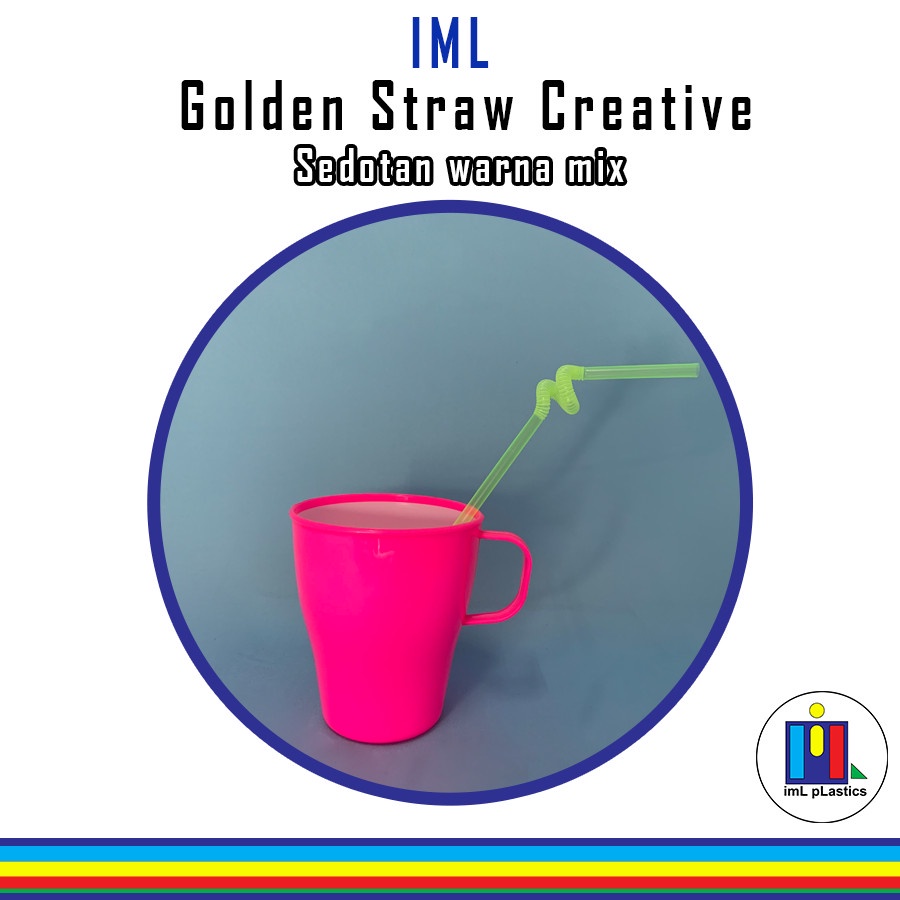 Sedotan Warna Mix Golden Straw Creative Steril Higienis - 100pcs