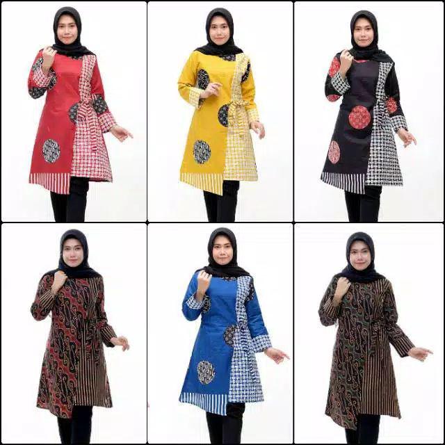 Terlaris Serut Genes Jelita Tunic Navbor Yelbor Whitbor Creambor Tunik Batik Modern Hrb030 Dolbi Dob