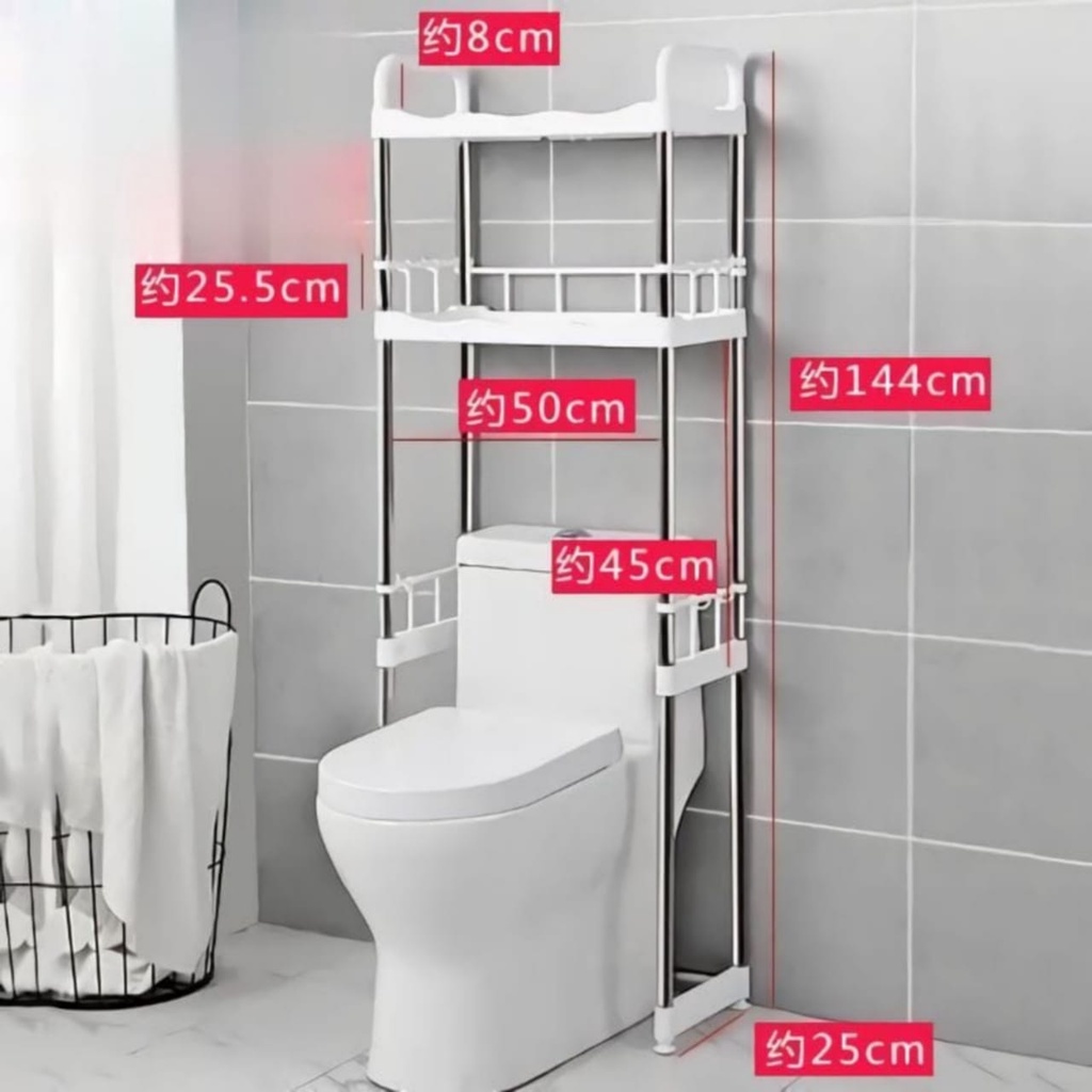 Rak Toilet Rangka Stainless Tanpa Laci Lengkap Dengan Gantungan Hook