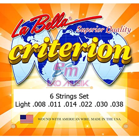 Senar Gitar Akustik Elektrik LABELLA CRITERION Set 6 pcs Light LA BELLA 6pcs Strings Guitar Acoustic