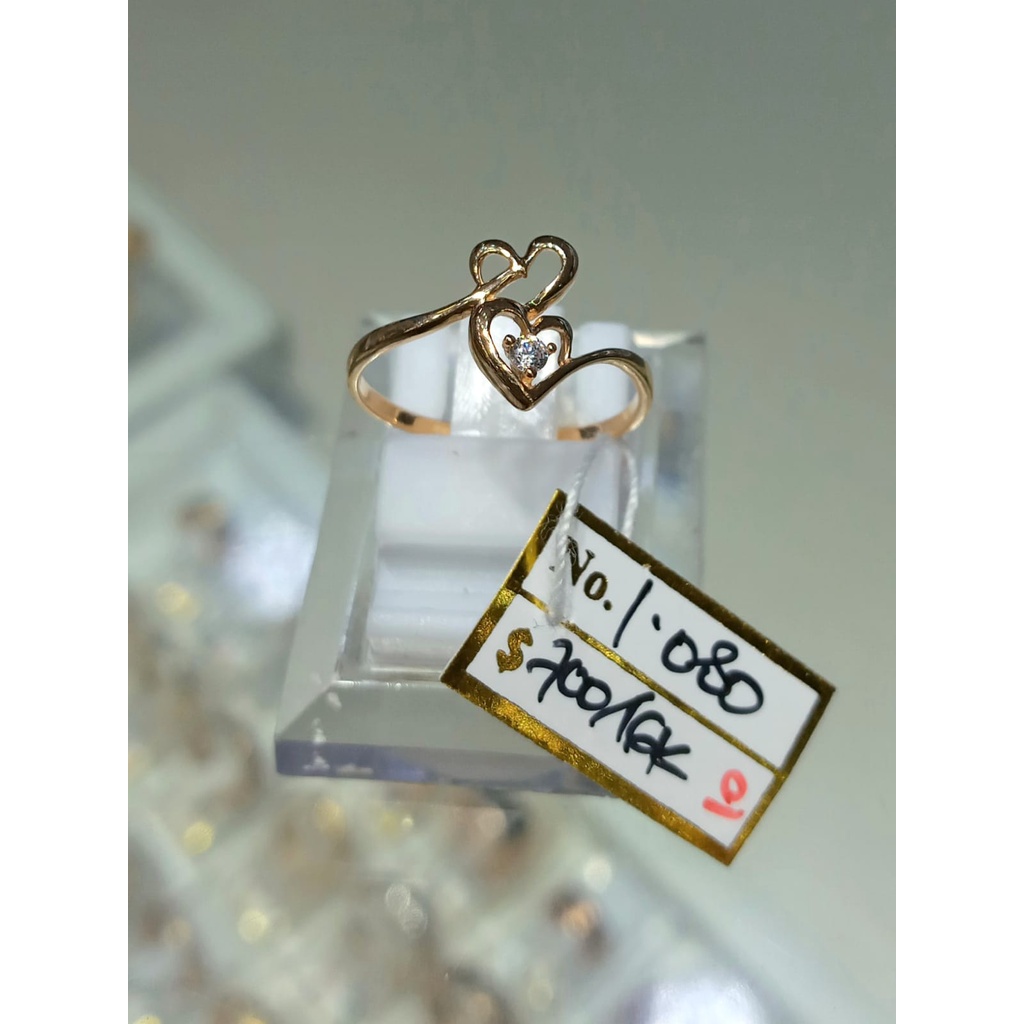 Cincin Emas Double Heart Kadar 70% 1.08 Gram Size 10