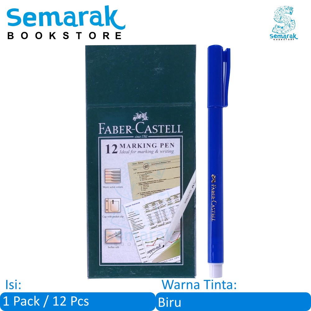 

Spidol Kecil Faber Castell Marking Pen - Biru [1 Pack / 12 Pcs]