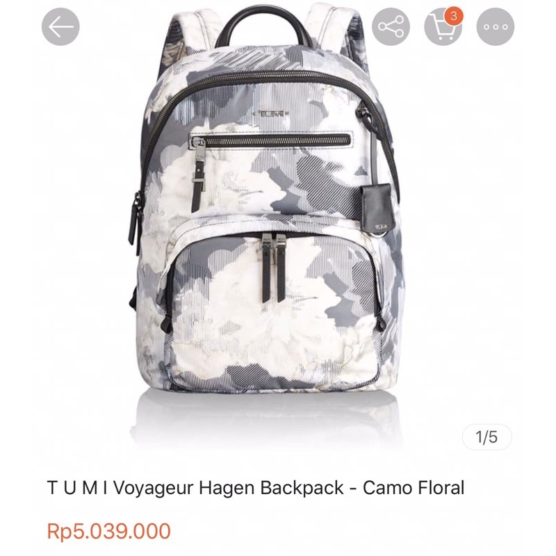 [Preloved] Gres Like New 100% Original TUMI VOYAGEUR DORI BACKPACK CAMO FLORAL Black