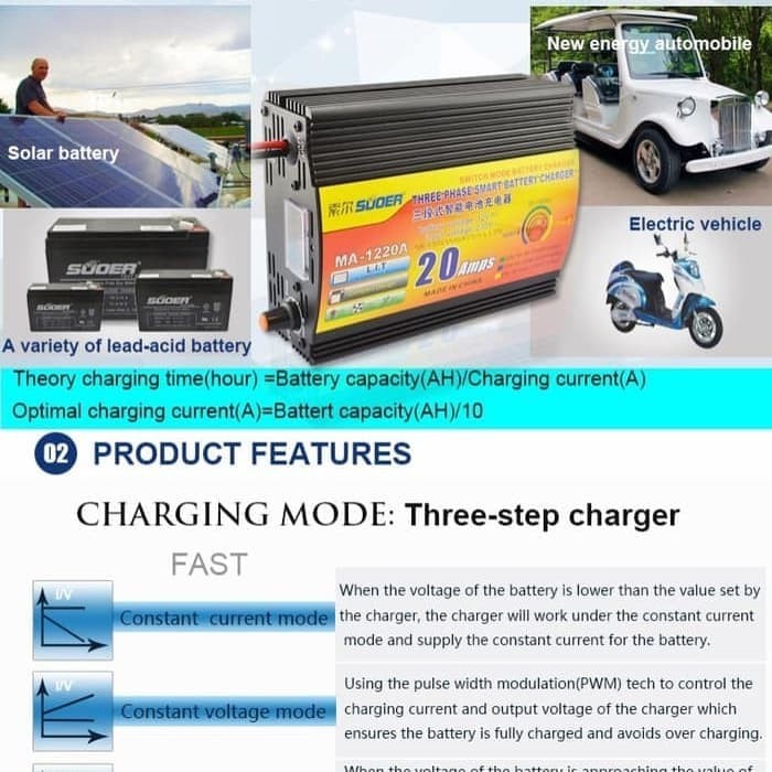 SUOER CHARGER ACCU 12VOLT 20AMPER /CAS AKI/BATTERY CHARGE 12V20A SUOER