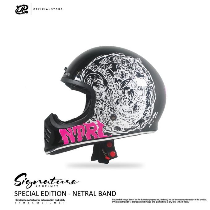 Helm JP Retro Signature Netral Seri - Super Black