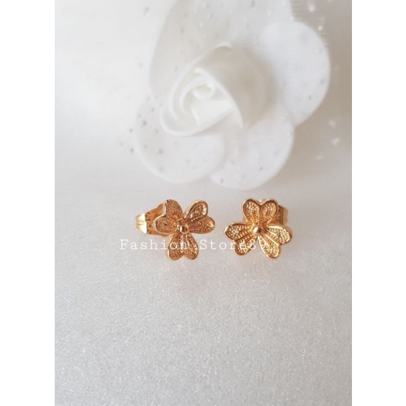 Ready Anting Tusuk Buterfly anting fashion bunga mawar perhiasan lapis emas 18k anting tusuk