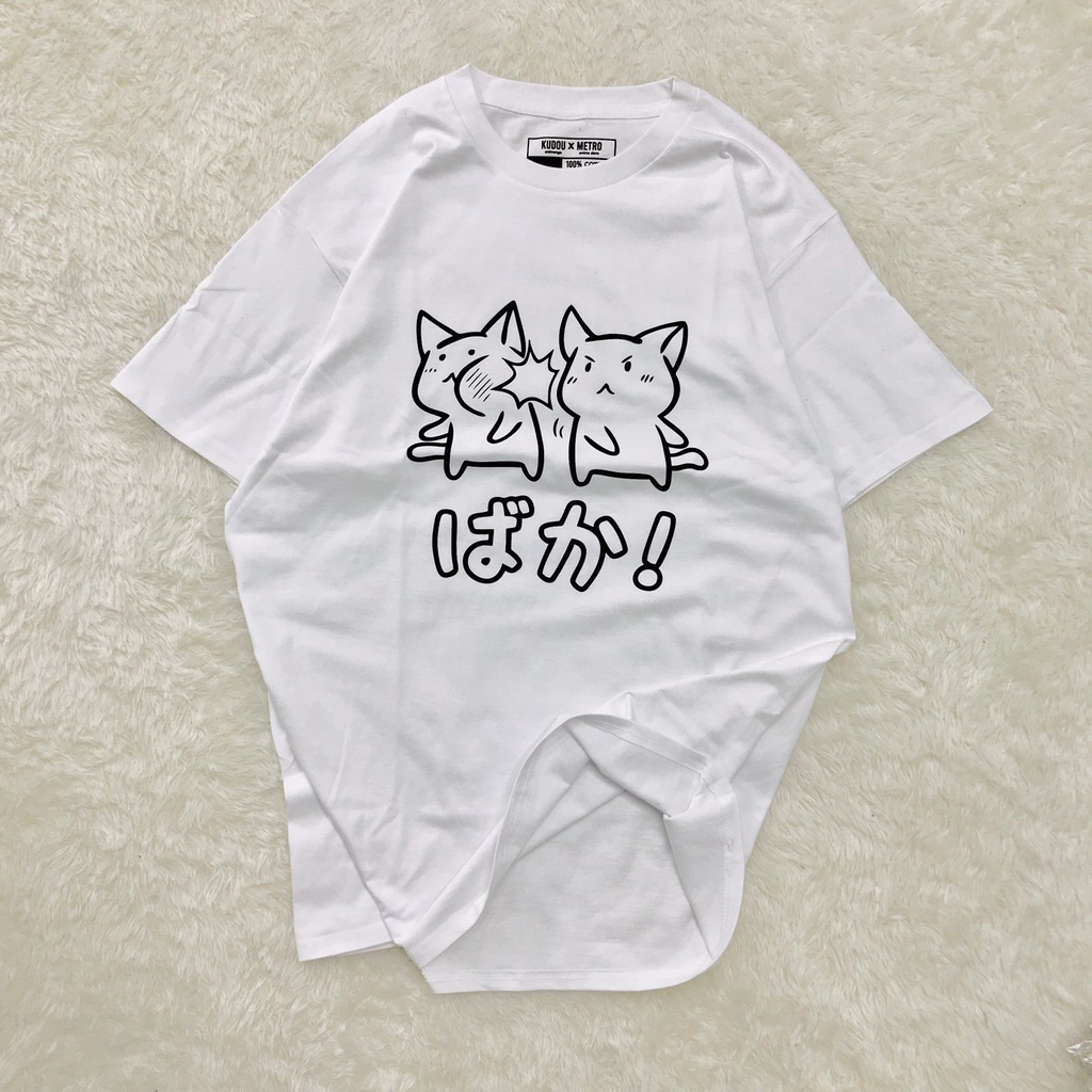 Tshirt Anime Neko Neko Baka Kawaii warna Putih