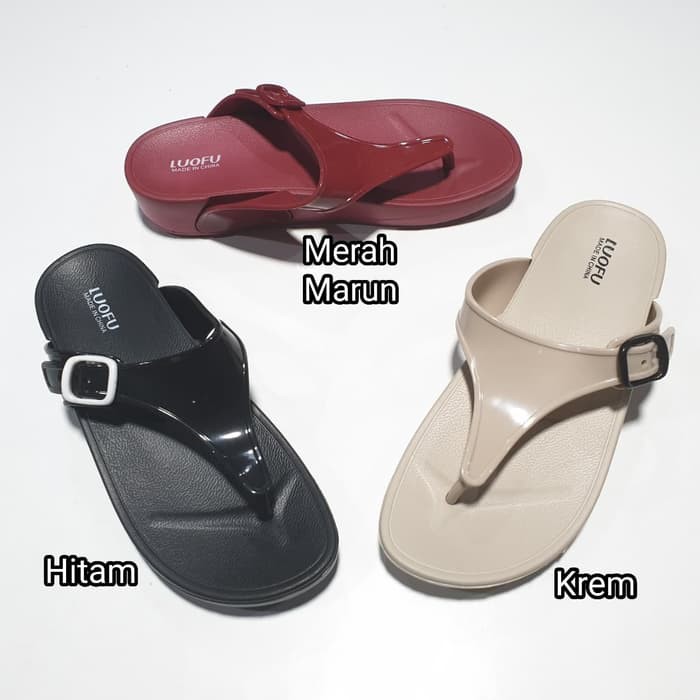 jelly sandal wanita jepit luofu sendal japit gesper karet import e7154