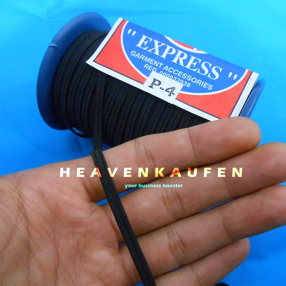 Elastis Elastic Lebar 4 mm (P4 Atau C4) Warna Hitam Harga Per Meter