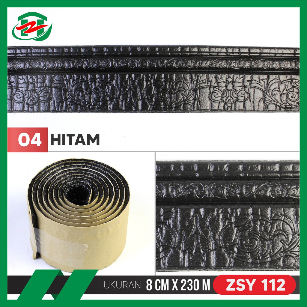 Hongzhuo 230cm Wallborder Wall List 230x8x1,2cm Foam 3D Motif Elegan-HITAM-ZSY112