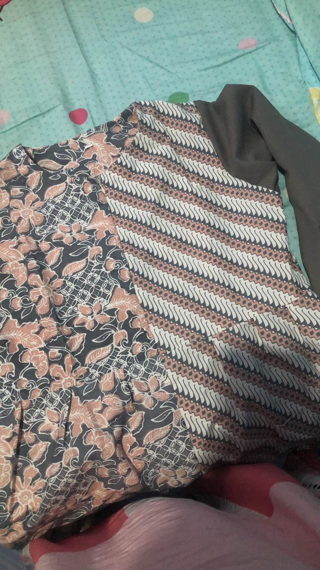 Batik Kahuripan Blus Batik Pita Kombinasi Abu Tua/batik Kantor/batik Kerja