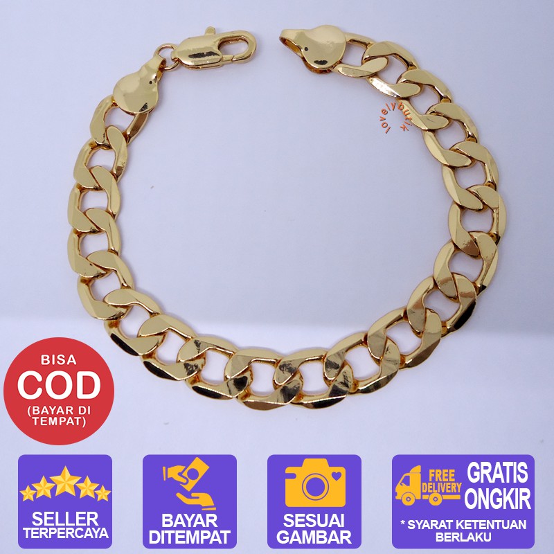 Gelang Tangan Wanita Lapis Emas Xuping Rantai Polos Uk. 18 cm Warna Emas