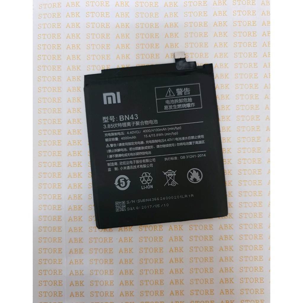 Batre Baterai Battery Xiaomi Redmi Note 4x BN43 ORI