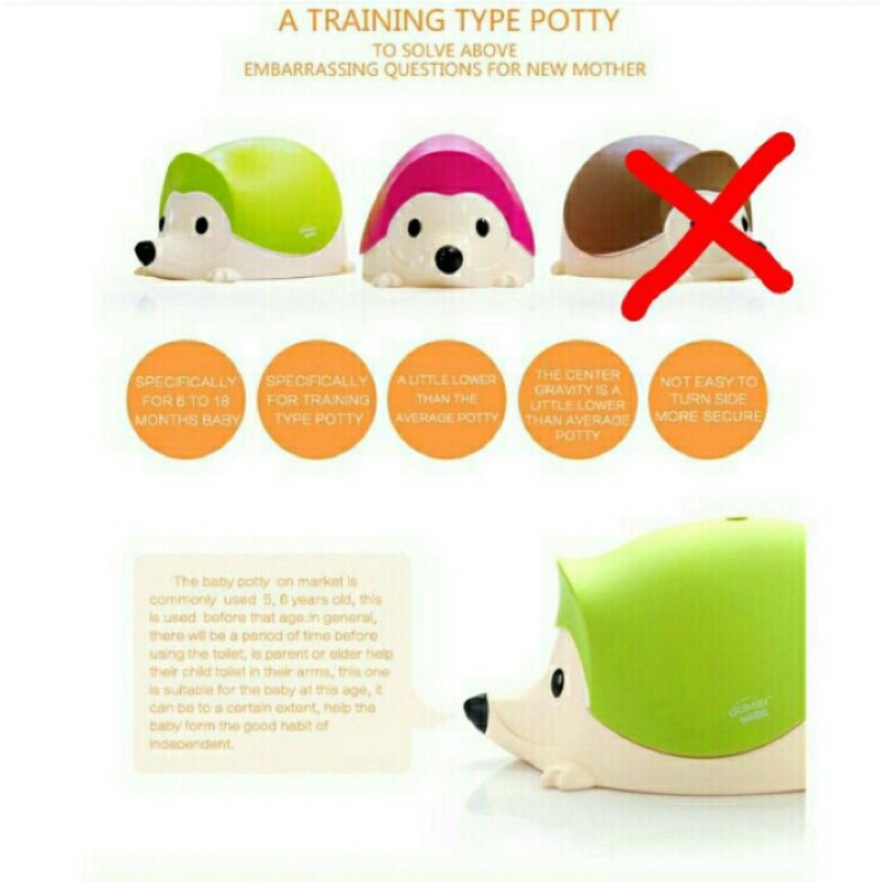 QC BABY POTTY TRAINE HEDGEDOG/QC BABY PISPOT ANAK BENTUK LANDAK